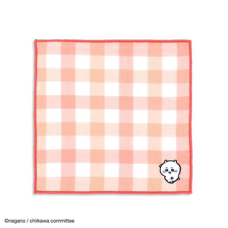 Chiikawa 8-Layer Gauze Handkerchief (Block Check Red)