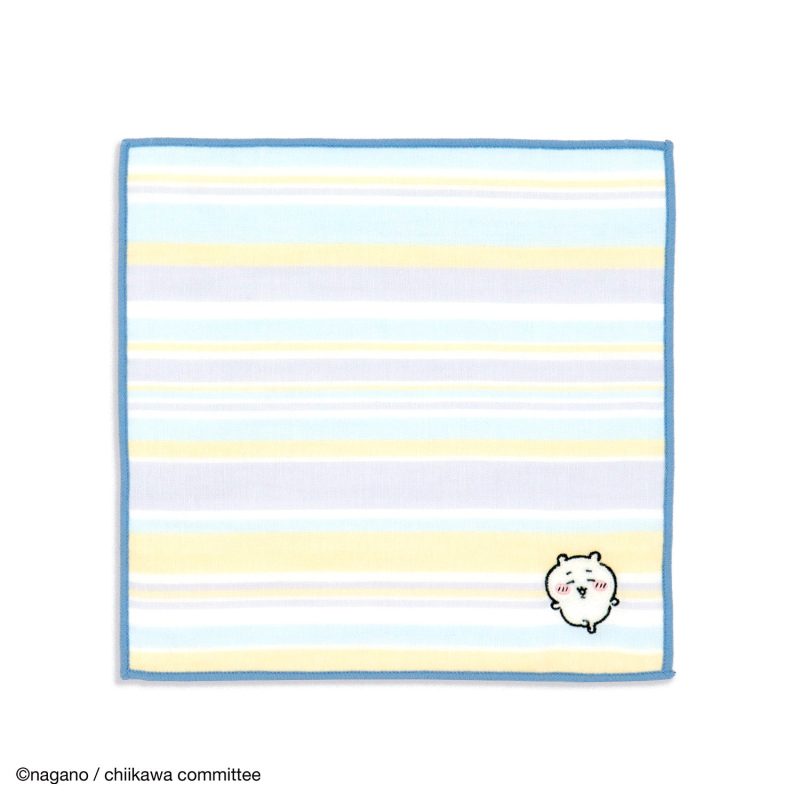 Chiikawa 8-Layer Gauze Handkerchief (Border Blue)