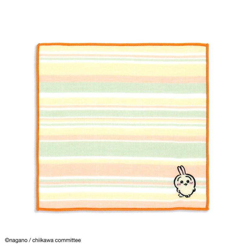 Chiikawa 8-Layer Gauze Handkerchief (Border Orange)