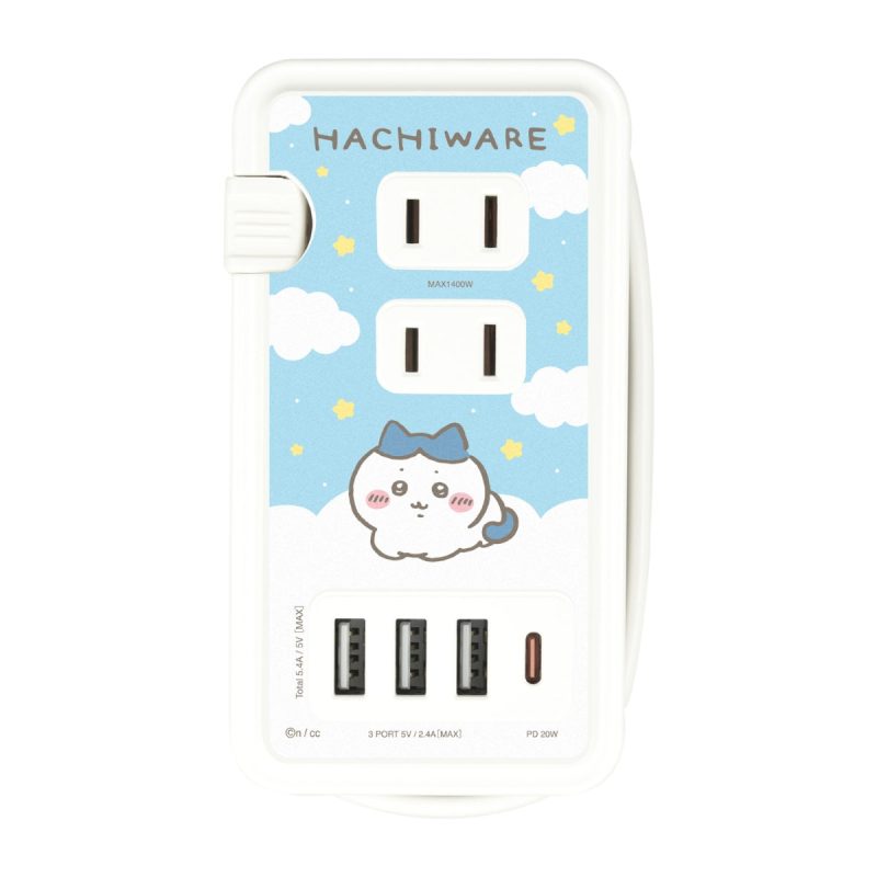 Chiikawa AC Tap with USB/USB Type-C (Hachiware)