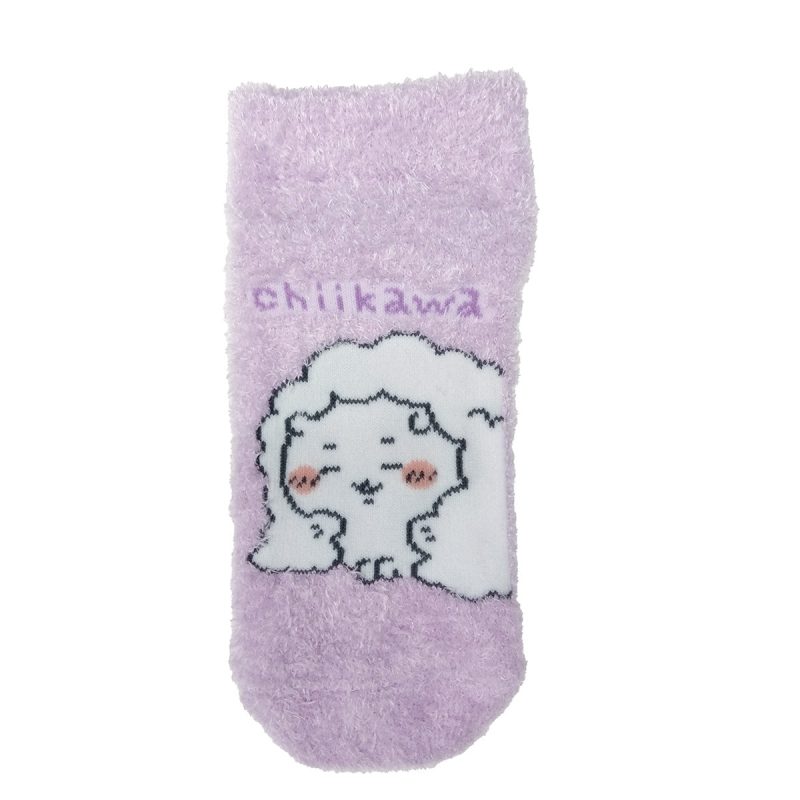Chiikawa Fluffy Sneaker-Length Socks (Chiikawa Warm Purple) Kids'