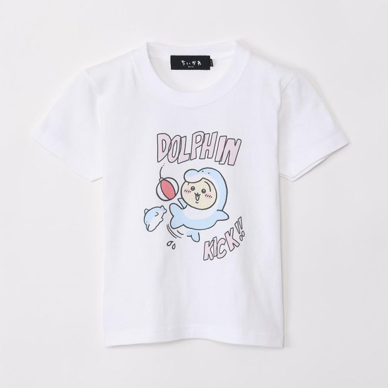 Chiikawa Aquarium Kids T-shirt Dolphin Kick White (with Turtle Mirror)