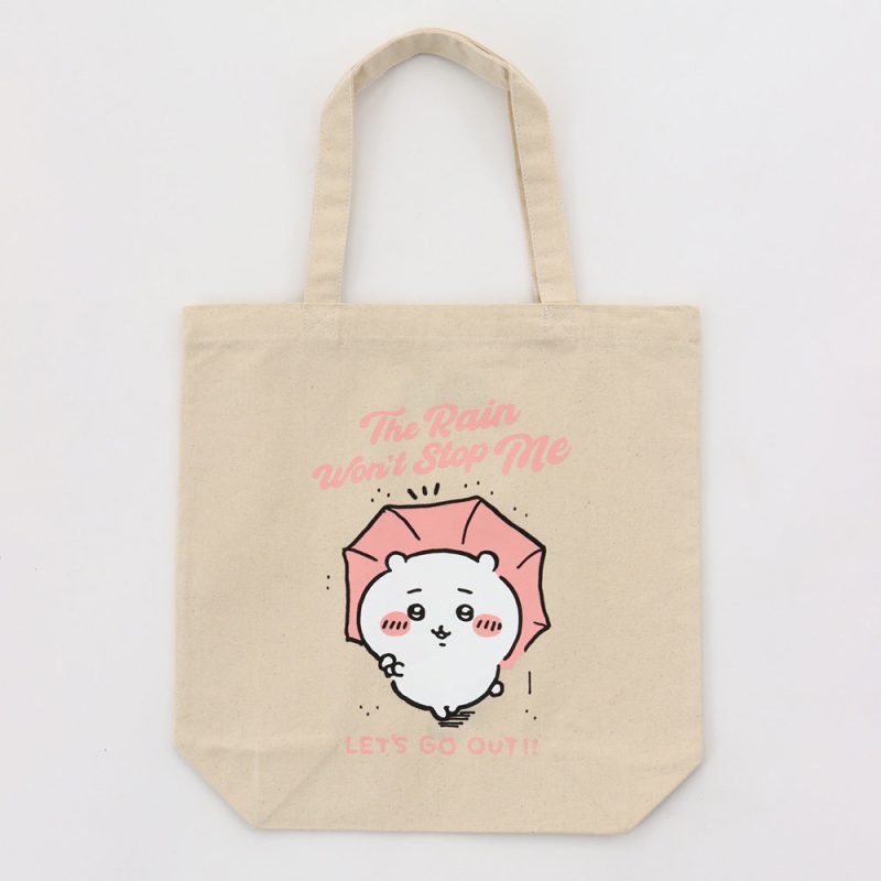 Chiikawa Excited to Go Out! Tote Bag (Chiikawa and Umbrella Natural)