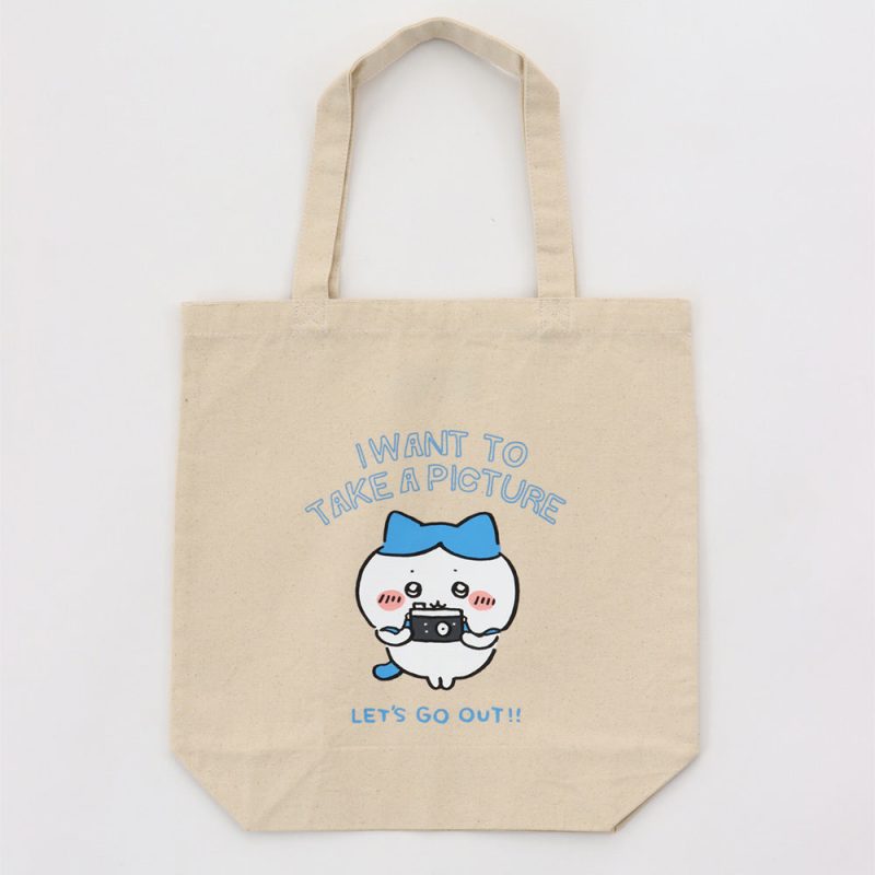 Chiikawa Excited to Go Out! Tote Bag (Hachiware and Camera Natural)